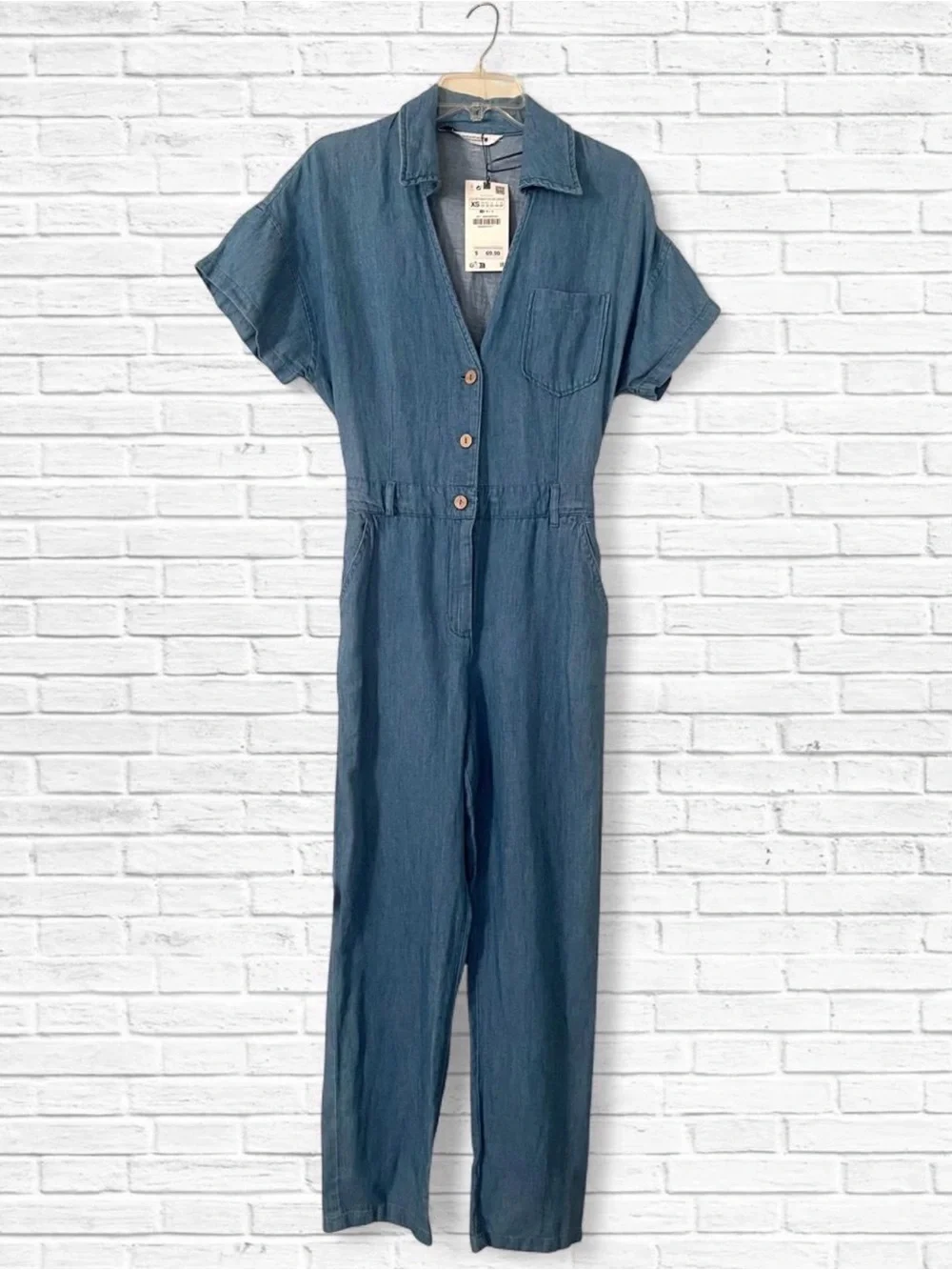 Zara Z1075 Short-Sleeve Denim Jumpsuit